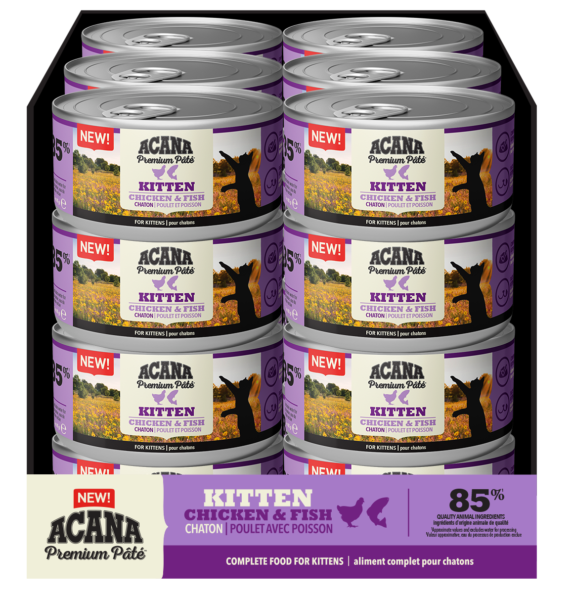 ACA Premium Pate Kitten Chicken & Fish Front 24 Corrugate 85g FEDIAF.png